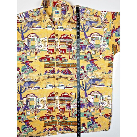 Vintage AVI Collection Kahala Hawaiian Shirt Large Yellow Baja Mexico Tacos Beer - Picture 13 of 15